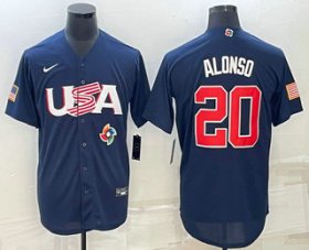 Cheap Men\'s USA Baseball #20 Pete Alonso 2023 Navy World Baseball Classic Stitched Jerseys