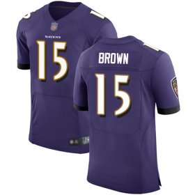 Wholesale Cheap Nike Ravens #15 Marquise Brown Purple Team Color Men\'s Stitched NFL Vapor Untouchable Elite Jersey
