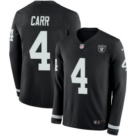 Wholesale Cheap Nike Raiders #4 Derek Carr Black Team Color Men\'s Stitched NFL Limited Therma Long Sleeve Jersey