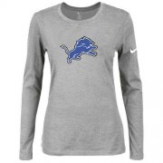 Wholesale Cheap Women's Nike Detroit Lions Of The City Long Sleeve Tri-Blend NFL T-Shirt Light Grey