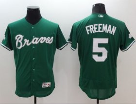 Wholesale Cheap Braves #5 Freddie Freeman Green Celtic Flexbase Authentic Collection Stitched MLB Jersey