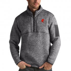 Wholesale Cheap Men\'s Cleveland Browns Charcoal Antigua Fortune Quarter-Zip Pullover Jacket