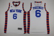 Wholesale Cheap Men's New York Knicks #6 Kristaps Porzingis Revolution 30 Swingman 2015-16 White Jersey