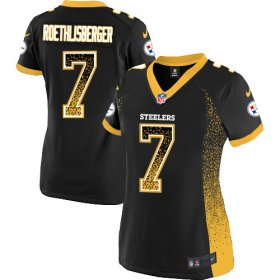 Wholesale Cheap Nike Steelers #7 Ben Roethlisberger Black Team Color Women\'s Stitched NFL Elite Drift Fashion Jersey