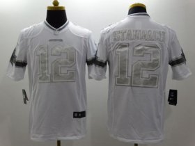 Wholesale Cheap Nike Cowboys #12 Roger Staubach White Men\'s Stitched NFL Limited Platinum Jersey