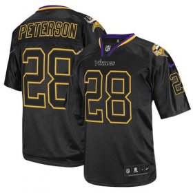 Wholesale Cheap Nike Vikings #28 Adrian Peterson Lights Out Black Men\'s Stitched NFL Elite Jersey