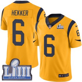 Wholesale Cheap Nike Rams #6 Johnny Hekker Gold Super Bowl LIII Bound Men\'s Stitched NFL Limited Rush Jersey