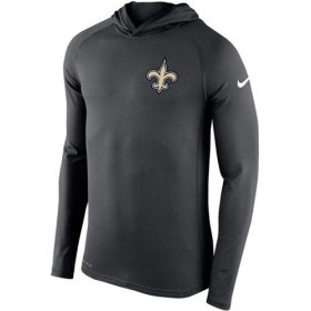 Wholesale Cheap Men\'s New Orleans Saints Nike Charcoal Stadium Touch Hooded Performance Long Sleeve T-Shirt