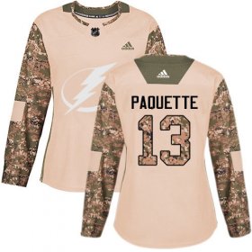 Cheap Adidas Lightning #13 Cedric Paquette Camo Authentic 2017 Veterans Day Women\'s Stitched NHL Jersey