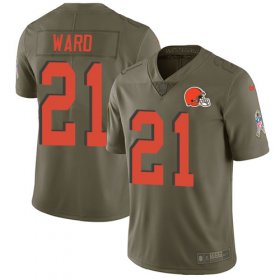 Wholesale Cheap Nike Browns #21 Denzel Ward Olive Men\'s Stitched NFL Limited 2017 Salute To Service Jersey