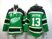 Wholesale Cheap Red Wings #13 Pavel Datsyuk Green St. Patrick's Day McNary Lace Hoodie Stitched NHL Jersey