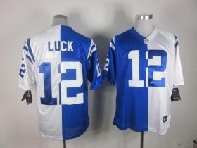 Wholesale Cheap Nike Colts #12 Andrew Luck Royal Blue/White Men\'s Stitched NFL Elite Split Jersey