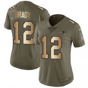 Wholesale Cheap Nike Patriots #12 Tom Brady Olive/Gold Women's Stitched NFL Limited 2017 Salute to Service Jersey