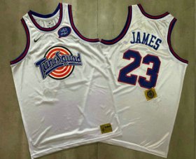 Wholesale Cheap Men\'s The Movie Space Jam #23 LeBron James White Soul AU Basketball Jersey