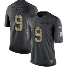 Wholesale Cheap Nike Lions #9 Matthew Stafford Black Men\'s Stitched NFL Limited 2016 Salute To Service Jersey