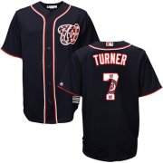 Wholesale Cheap Nationals #7 Trea Turner Navy Blue Team Logo Fashion Stitched MLB Jersey