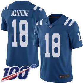 Wholesale Cheap Nike Colts #18 Peyton Manning Royal Blue Men\'s Stitched NFL Limited Rush 100th Season Jersey