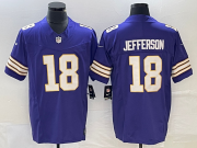Wholesale Cheap Men's Minnesota Vikings #18 Justin Jefferson Purple 2023 FUSE Vapor Limited Throwback Stitched Jersey