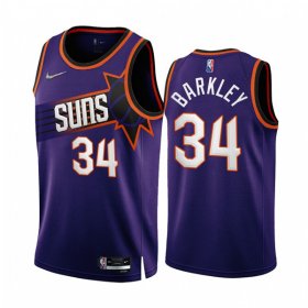 Wholesale Cheap Men\'s Phoenix Suns #34 Charles Barkley 2022-23 Purple 75th Anniversary Icon Edition Stitched Jersey