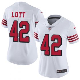Wholesale Cheap Nike 49ers #42 Ronnie Lott White Rush Women\'s Stitched NFL Vapor Untouchable Limited Jersey