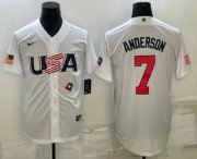 Cheap Men's USA Baseball #7 Tim Anderson 2023 White World Baseball Classic Stitched Jersey