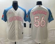 Cheap Men's Mexico Baseball #56 Randy Arozarena 2023 White Blue World Classic Stitched Jerseys