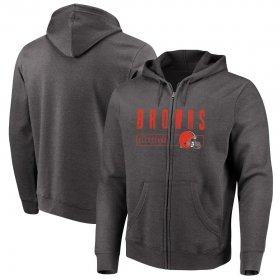Wholesale Cheap Cleveland Browns Majestic Hyper Stack Full-Zip Hoodie Heathered Charcoal