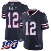Wholesale Cheap Nike Bills #12 Jim Kelly Navy Men's Stitched NFL Limited Inverted Legend 100th Season Jersey