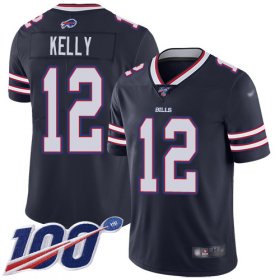 Wholesale Cheap Nike Bills #12 Jim Kelly Navy Men\'s Stitched NFL Limited Inverted Legend 100th Season Jersey