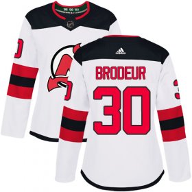 Wholesale Cheap Adidas Devils #30 Martin Brodeur White Road Authentic Women\'s Stitched NHL Jersey