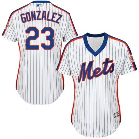 Wholesale Cheap Mets #23 Adrian Gonzalez White(Blue Strip) Alternate Women\'s Stitched MLB Jersey