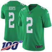 Wholesale Cheap Nike Eagles #2 Jalen Hurts Green Men's Stitched NFL Limited Rush 100th Season Jersey