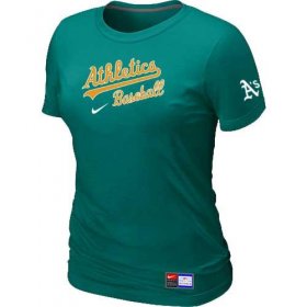 Wholesale Cheap Women\'s Oakland Athletics Nike Short Sleeve Practice MLB T-Shirt Teal Green