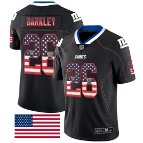 Wholesale Cheap Nike Giants #26 Saquon Barkley Black Men\'s Stitched NFL Limited Rush USA Flag Jersey