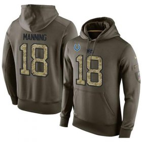 Wholesale Cheap NFL Men\'s Nike Indianapolis Colts #18 Peyton Manning Stitched Green Olive Salute To Service KO Performance Hoodie
