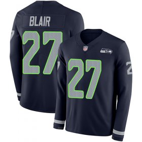 Wholesale Cheap Nike Seahawks #27 Marquise Blair Steel Blue Team Color Men\'s Stitched NFL Limited Therma Long Sleeve Jersey