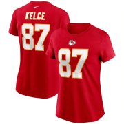 Wholesale Cheap Kansas City Chiefs #87 Travis Kelce Nike Women's Team Player Name & Number T-Shirt Red