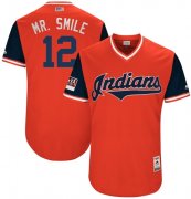 Wholesale Cheap Indians #12 Francisco Lindor Red "Mr. Smile" Players Weekend Authentic Stitched MLB Jersey