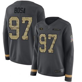 Wholesale Cheap Nike 49ers #97 Nick Bosa Anthracite Salute to Service Women\'s Stitched NFL Limited Therma Long Sleeve Jersey