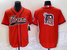 Wholesale Cheap Men\'s Detroit Tigers Orange Team Big Logo Cool Base Stitched Baseball Jersey