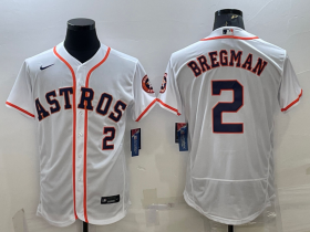Wholesale Cheap Men\'s Houston Astros #2 Alex Bregman White Stitched MLB Flex Base Nike Jersey