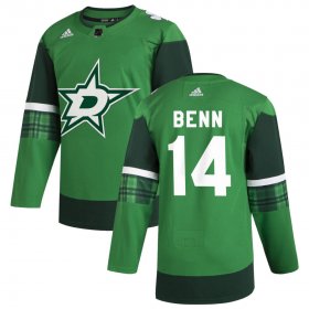 Wholesale Cheap Dallas Stars #14 Jamie Benn Men\'s Adidas 2020 St. Patrick\'s Day Stitched NHL Jersey Green.jpg.jpg