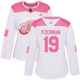 Wholesale Cheap Adidas Red Wings #19 Steve Yzerman White/Pink Authentic Fashion Women\'s Stitched NHL Jersey