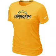 Wholesale Cheap Women's Nike Los Angeles Chargers Authentic Logo T-Shirt Yellow