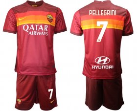 Wholesale Cheap Men 2020-2021 club Roma home 7 red Soccer Jerseys