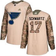 Wholesale Cheap Adidas Blues #17 Jaden Schwartz Camo Authentic 2017 Veterans Day Stitched NHL Jersey