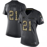 Wholesale Cheap Nike Panthers #21 Jeremy Chinn Black Women's Stitched NFL Limited 2016 Salute to Service Jersey