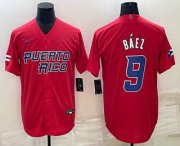 Cheap Men's Puerto Rico Baseball #9 Javier Baez 2023 Red World Baseball Classic Stitched Jersey