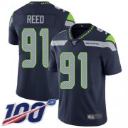 Wholesale Cheap Nike Seahawks #91 Jarran Reed Steel Blue Team Color Men's Stitched NFL 100th Season Vapor Limited Jersey