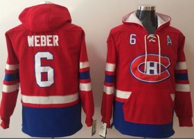 Wholesale Cheap Canadiens #6 Shea Weber Red Name & Number Pullover NHL Hoodie